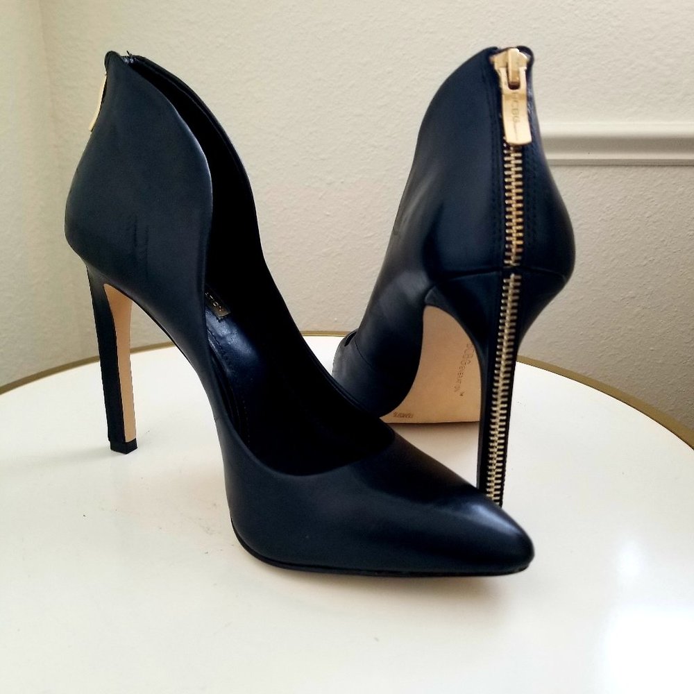 BCBG Conrad Pointy Toe Leather Gold Zipper